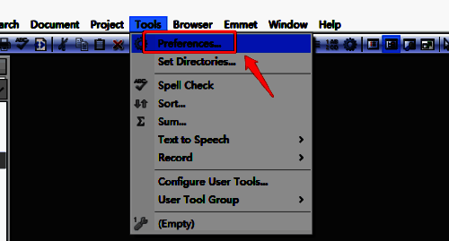 点击EditPlus工具菜单中preferences选项的界面图