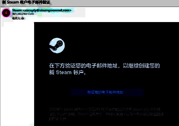 Steam邮箱验证邮件图片