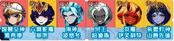 《龙魂旅人》T0幻灵角色展示图，包括雅典娜、波塞冬、哈迪斯等