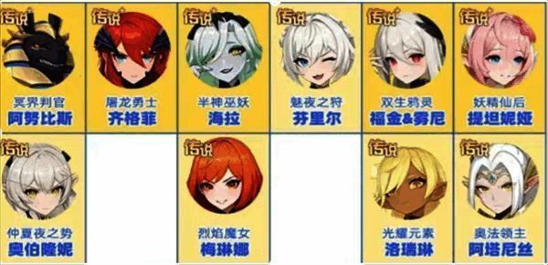 《龙魂旅人》T1幻灵角色展示图，包含阿塔妮丝、喀戎、提坦妮娅等