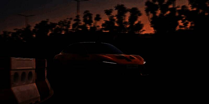 小米SU7 Ultra在纽北赛道飞驰的精彩瞬间，车身线条流畅，背景为蜿蜒山路