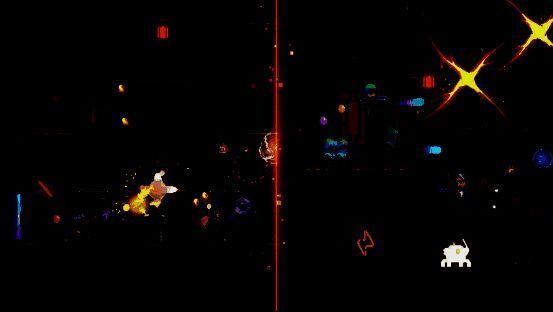 四名角色协同作战的联机画面，场景中充满爆炸特效和敌人围攻