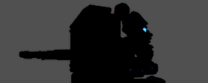 侦擦纵步者正面视角展示，高大机械腿部结构清晰可见，驾驶舱位置突出