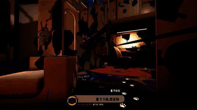 狗狗在地毯上打滚，留下脚印和毛发