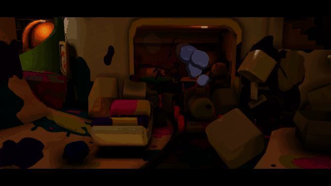 浴室镜子上全是水痕与爪印