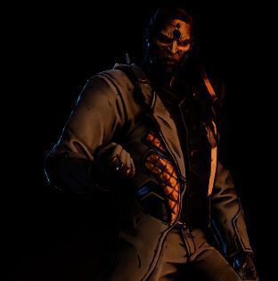 《无主之地4》中时间尊者的角色立绘，身穿华丽战甲，眼神冷峻