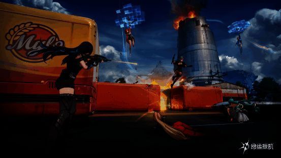 游戏战斗场景截图，枪火交锋激烈，场景细节精致