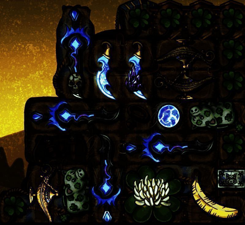 吸魔乱砍流装备搭配展示，武器排列紧密且多样化