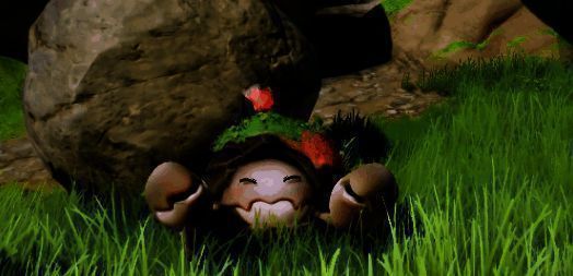 花芽蟹缩入壳中躲避危险的防御姿态，显得非常谨慎