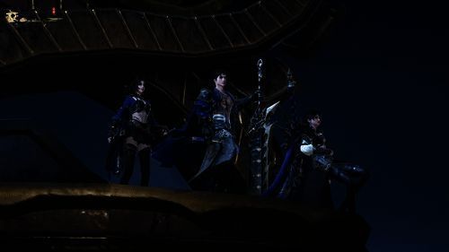 沧澜流派服饰展示动画，角色随风飘扬，海浪环绕