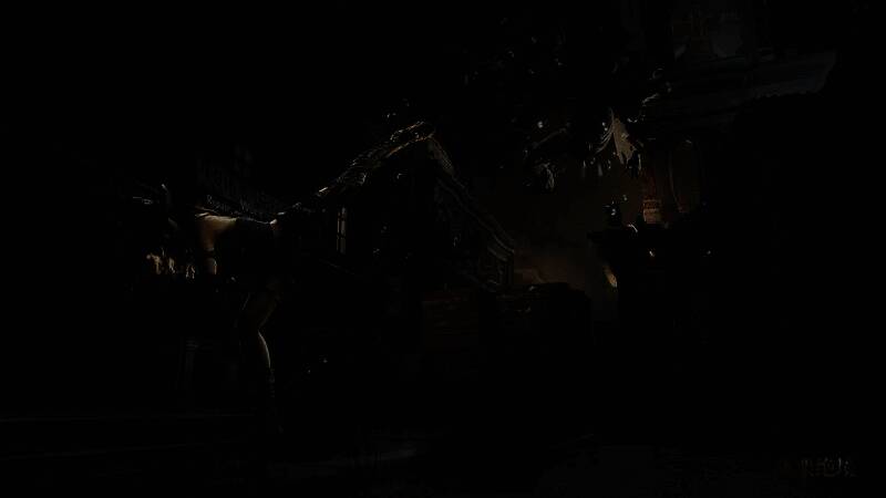 两名玩家操控的角色在废墟中展开激烈近身格斗，能量光刃交错