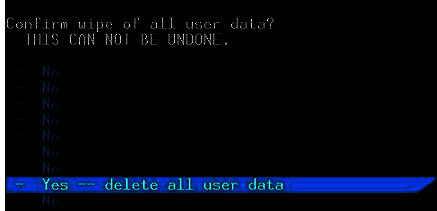 REC模式菜单界面显示清除用户数据选项