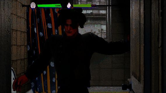 角色状态面板显示各项数值，包括血量、精神状态和公众评价等信息