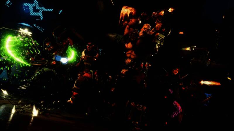 游戏内车辆高速飞驰于荒野地带，天空呈现奇异色彩