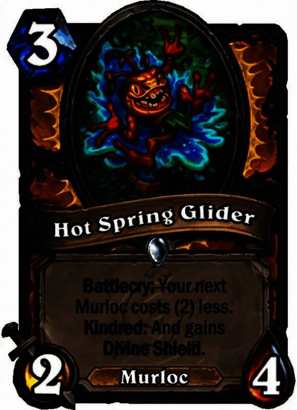 Hot Spring Glider卡牌插画，描绘滑翔中的温泉鱼人战士