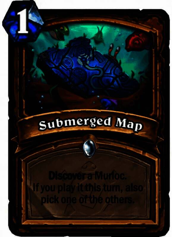 Submerged Map卡牌效果图，地图展开揭示三张鱼人牌选项