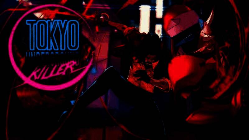 吸血鬼主角挥舞武士刀，画面充满动感和血腥美学