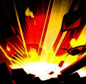 技能释放动画截图，敌人被击飞并陷入僵直状态