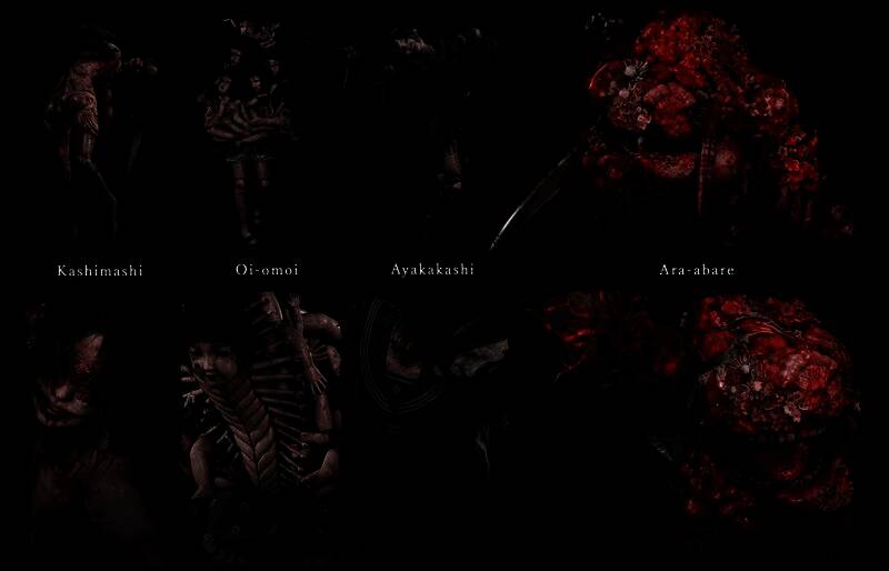 Ayakakashi怪物形象，稻草人般的学童造型，带有诡异气息