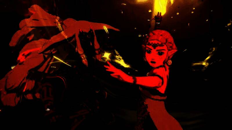 《塞尔达无双：灾厄起源》游戏实机画面，角色手持武器冲锋陷阵，战场敌军密布