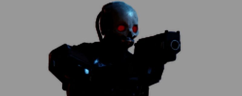 机械统帅持激光手枪作战场景，展现三连发火力压制