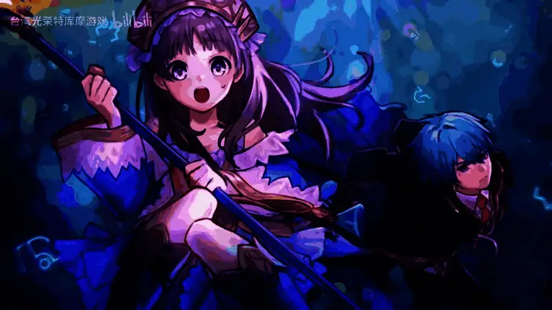 游戏主场景画面，展现赫尔芬镇废墟与主角团初到此地的紧张氛围