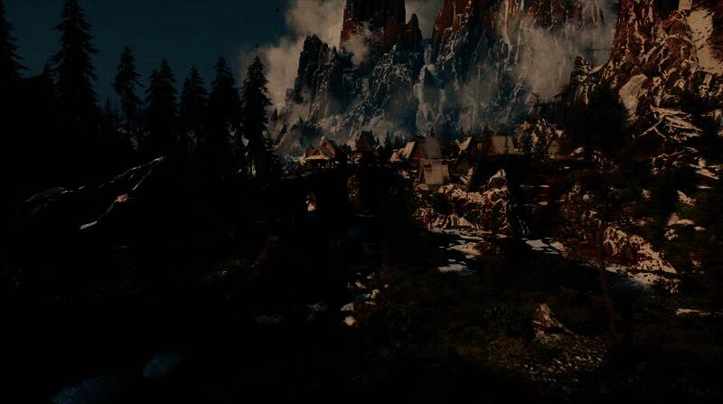 远景视角下的森林全景，雾气缭绕，景深效果惊人