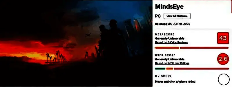 《心之眼》游戏战斗场景截图，角色在废墟中与机器人激战