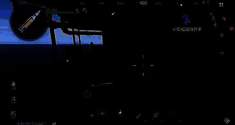 角色手持轻机枪战斗场景，背景为废墟环境，子弹横飞