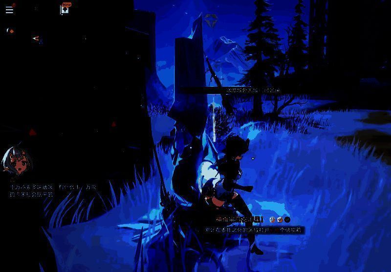 角色手持火属性武器攻击冰晶障碍物的战斗画面