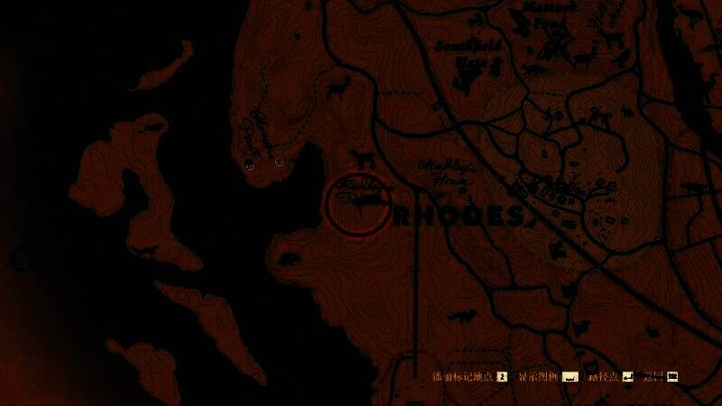 游戏地图界面，红色标记显示临时马匹位置