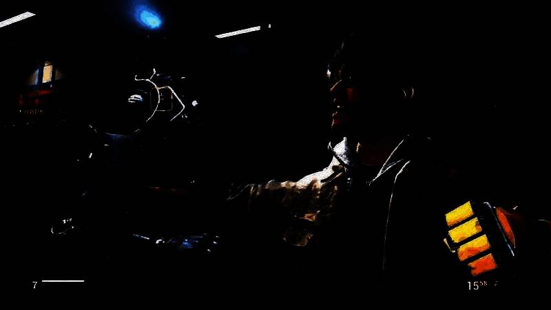 主角与机械同伴并肩而立，背景是废土荒野，远处有巨大飞行器掠过