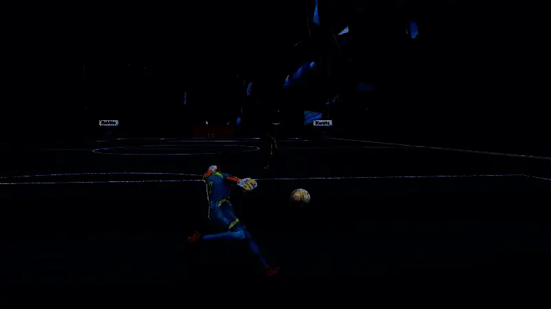 《开球! REMATCH》比赛瞬间截图，球员腾空飞踢展现高难度动作特效