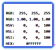 RGB数值显示界面，展示颜色代码和相关参数信息