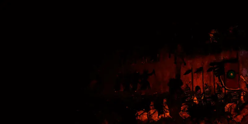 夜幕下的庭院，灯火通明，氛围静谧而神秘