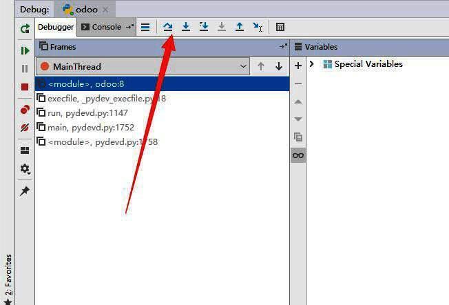 调试控制面板特写，展示步进、跳过、恢复执行等操作按钮