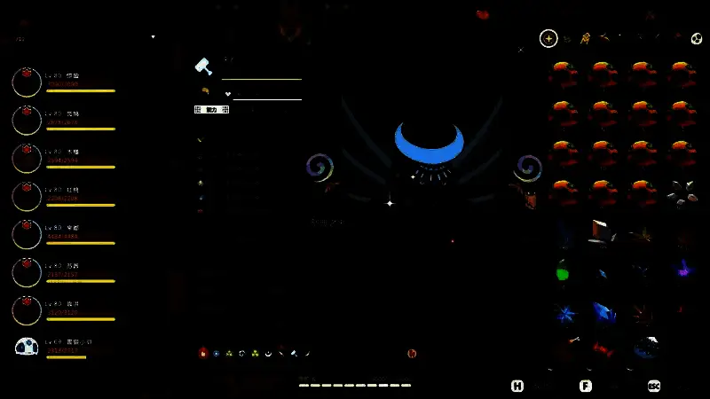 萨满巨犀战斗界面截图，显示技能释放特效与当前词条配置