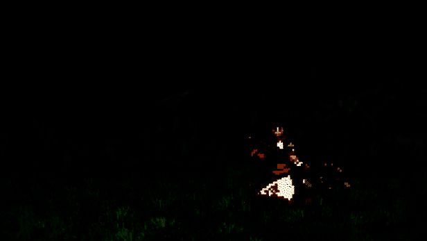 主角团成员集体亮相，表情坚定，背景为战乱中的村庄