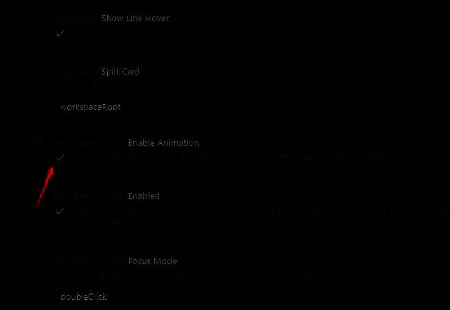 终端设置界面截图，展示enable animation选项勾选状态