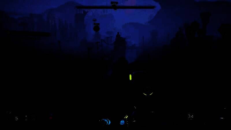 角色在废墟中遭遇伏击，展开激烈枪战