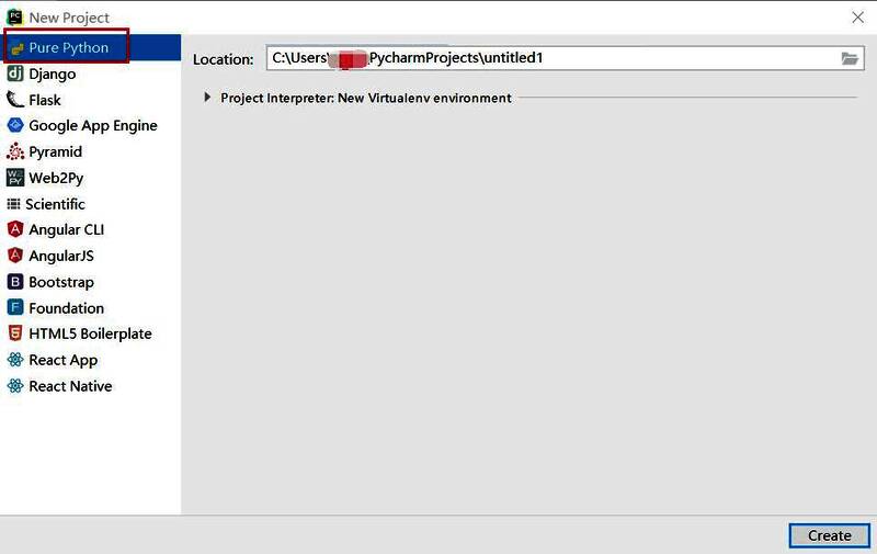 确认项目设置并点击Create按钮的操作界面