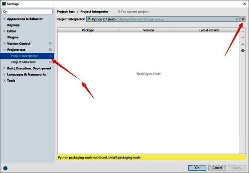 Project Interpreter设置界面截图，右上角齿轮图标和Add选项清晰可见