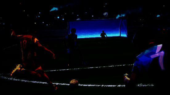 游戏内未来科技感球场画面，光影效果精致