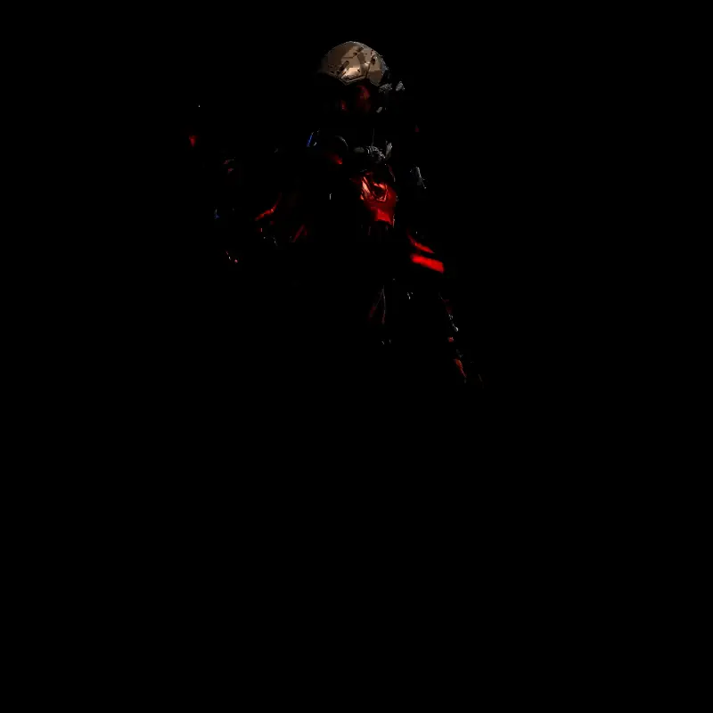 索拉·辛驾驶机甲高速移动，手中武器连续开火，展现强大火力