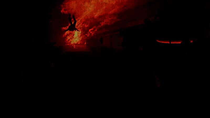 《FBC：防火突击》游戏内战斗画面，展示三人小队协同作战的紧张局势