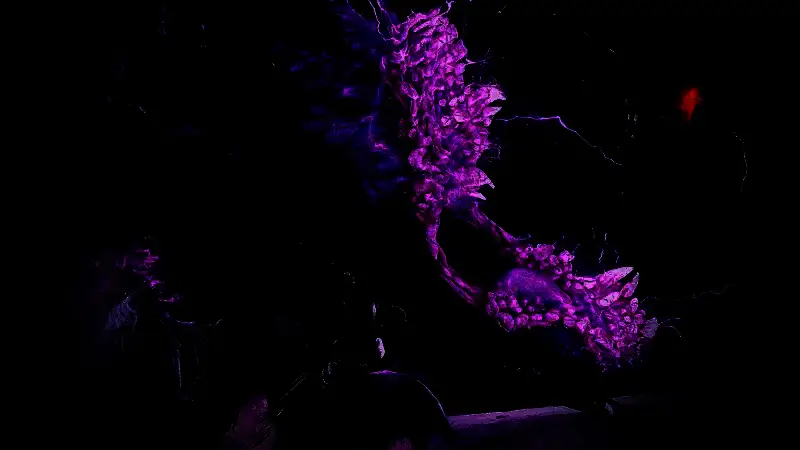 玩家与永夜之王激烈对战画面，技能特效炫目，气氛紧张刺激