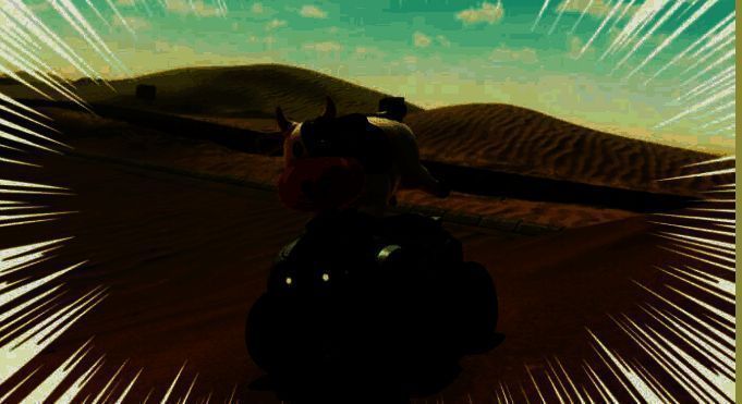 《马车：世界》中新登场的牛牛角色正在开心地吃着汉堡