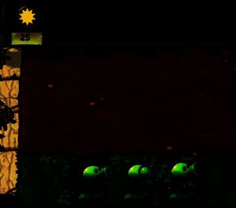 游戏中阳光数量显示为25，玩家正在进行操作