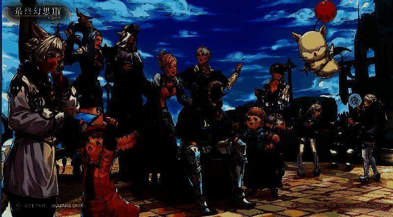 《最终幻想14：水晶世界》游戏封面宣传图，画面中央为标志性的母水晶