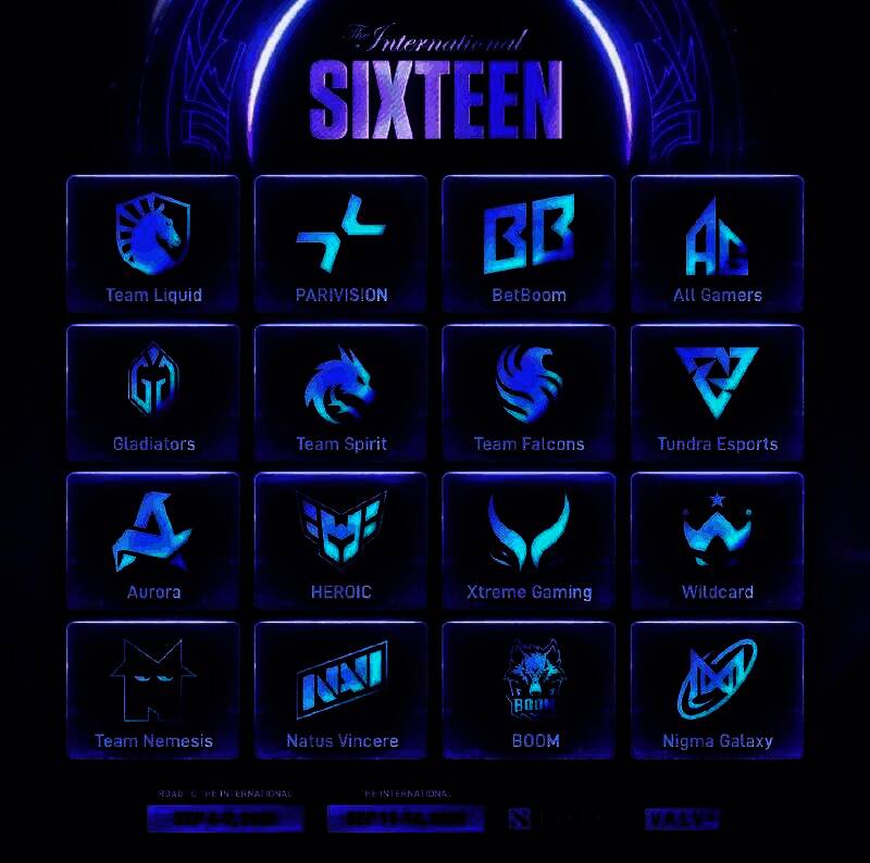 TI14预选赛现场，选手专注对战，背景为电子大屏幕